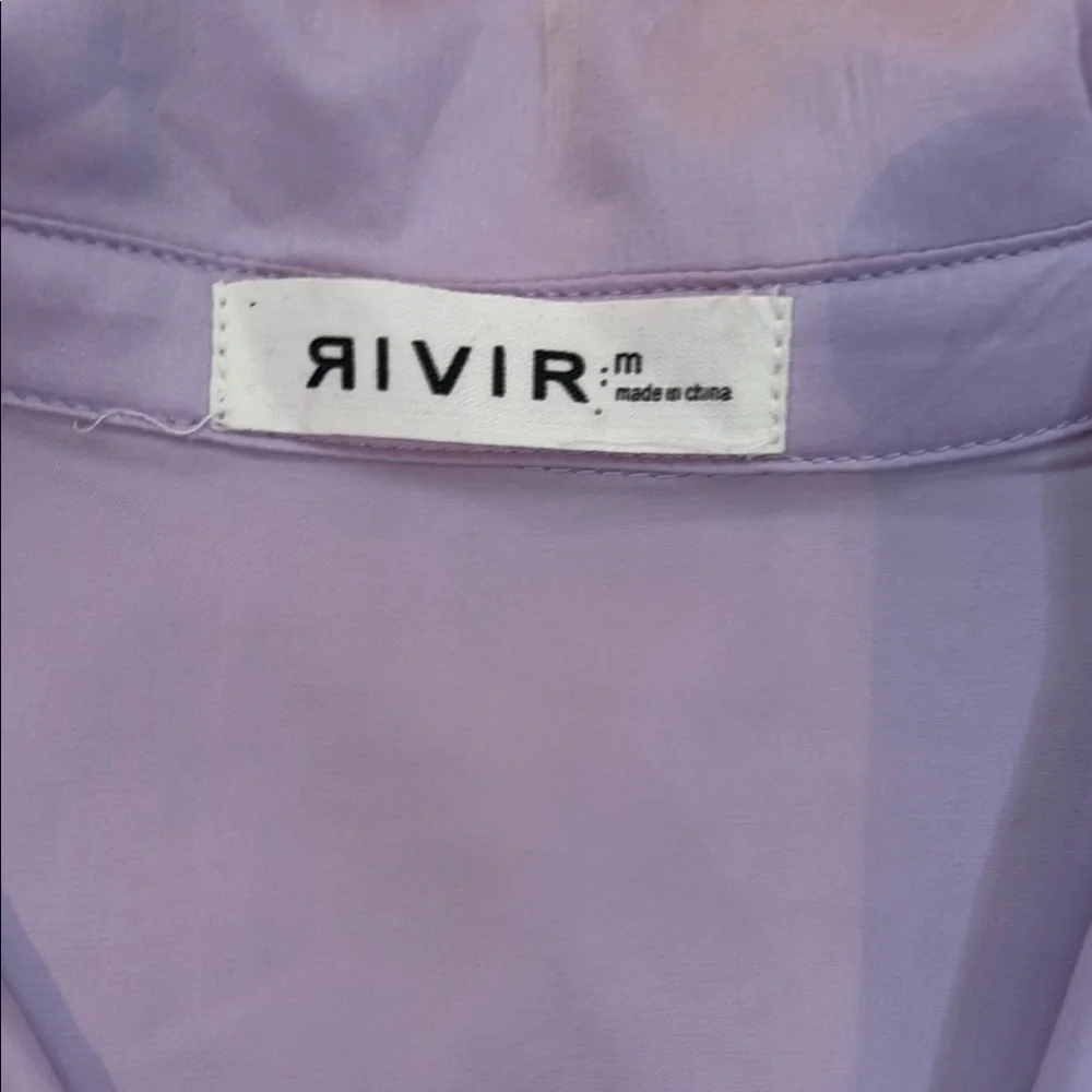 Rivir Lavender Satin Tie-Front Dress size M - Picture 3 of 11